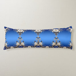Almohada corporal floral azul blanca