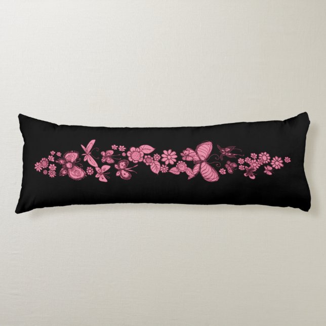 Almohada corporal floral de mariposa (Anverso)