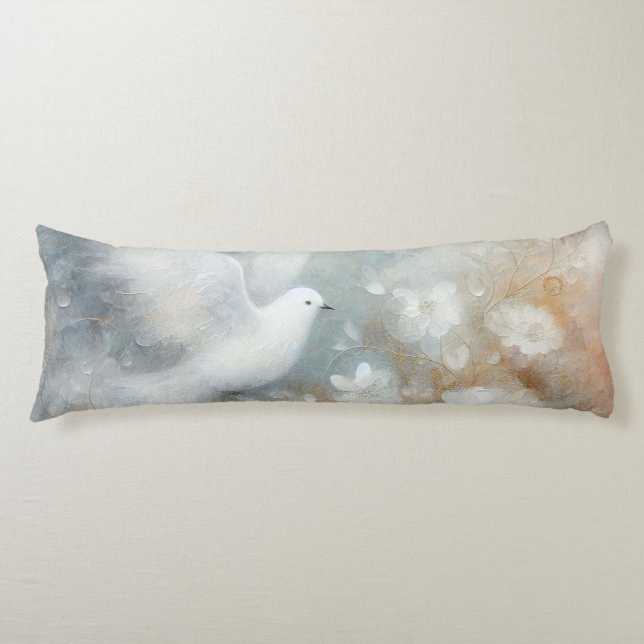 Almohada corporal floral de paloma de boda (Anverso)