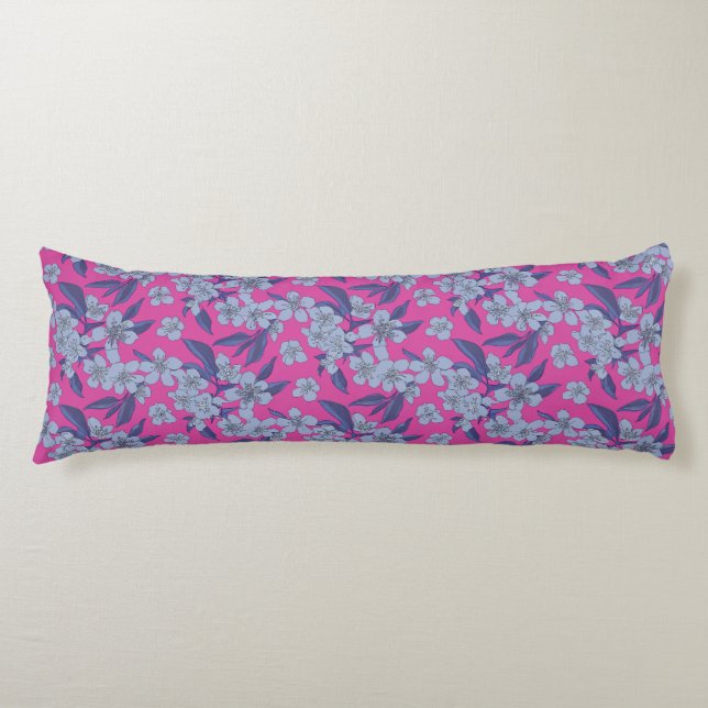 Almohada corporal floral rosa audaz (Anverso)