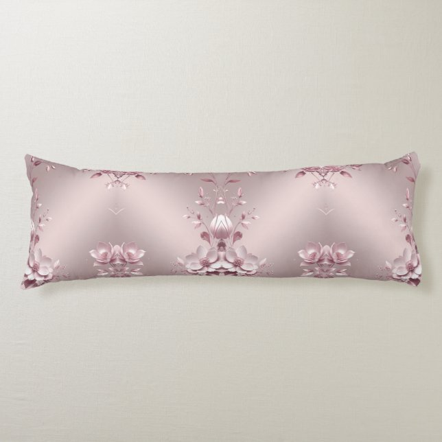 Almohada corporal floral rosa delicada (Anverso)