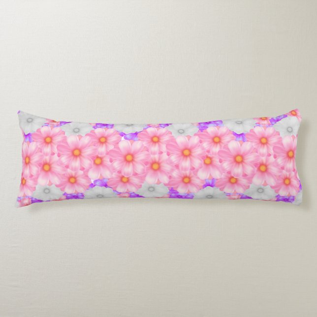 Almohada corporal floral rosa púrpura (Anverso)