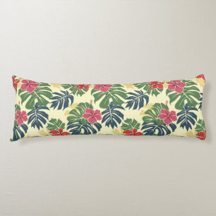 Almohada corporal floral tropical amarilla