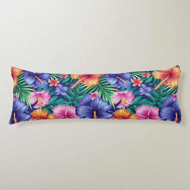 Almohada corporal floral tropical brillante (Anverso)