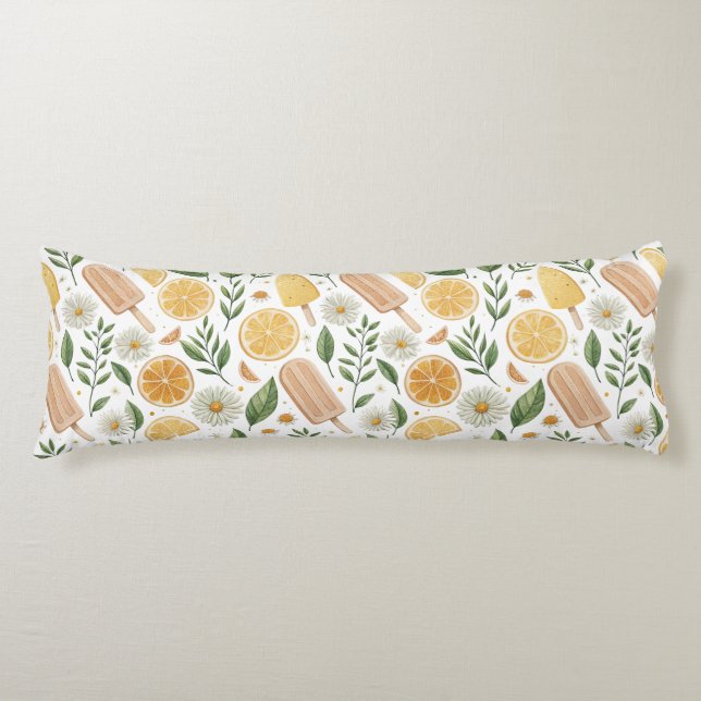 Almohada corporal Jardín de cítricos – Paleta de l (Anverso)