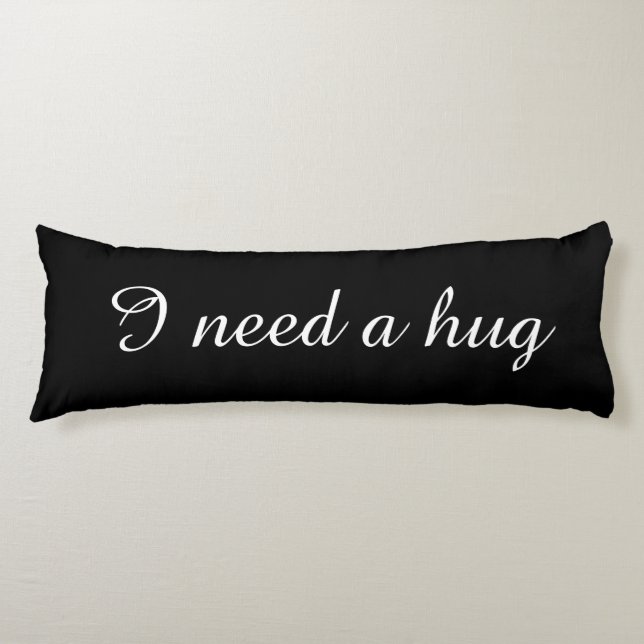 Almohada corporal negra con texto personalizado |  (Anverso)