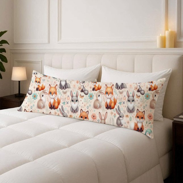 Almohada corporal para guardería de acuarela de zo (Woodland Fox Bunny Watercolor Nursery Body Pillow)