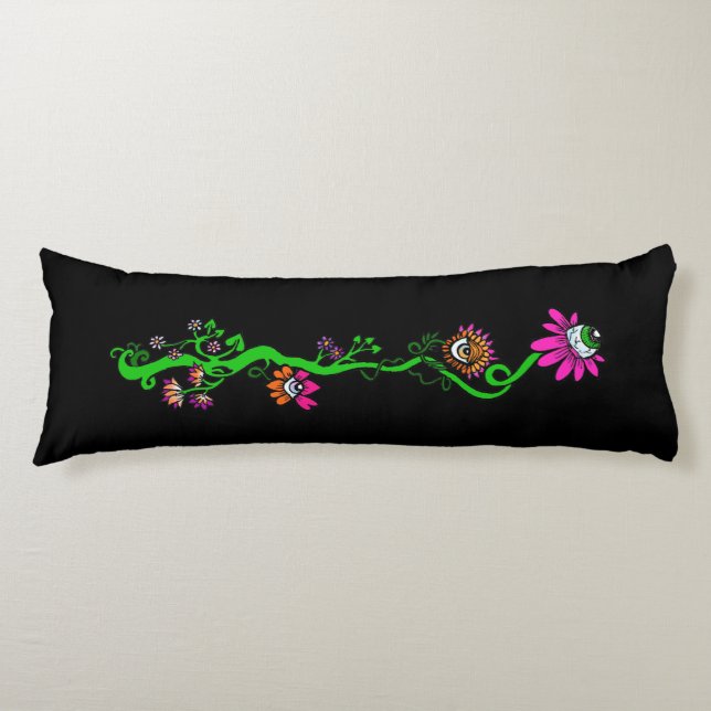 Almohada corporal reversible de flores alienígenas (Anverso)
