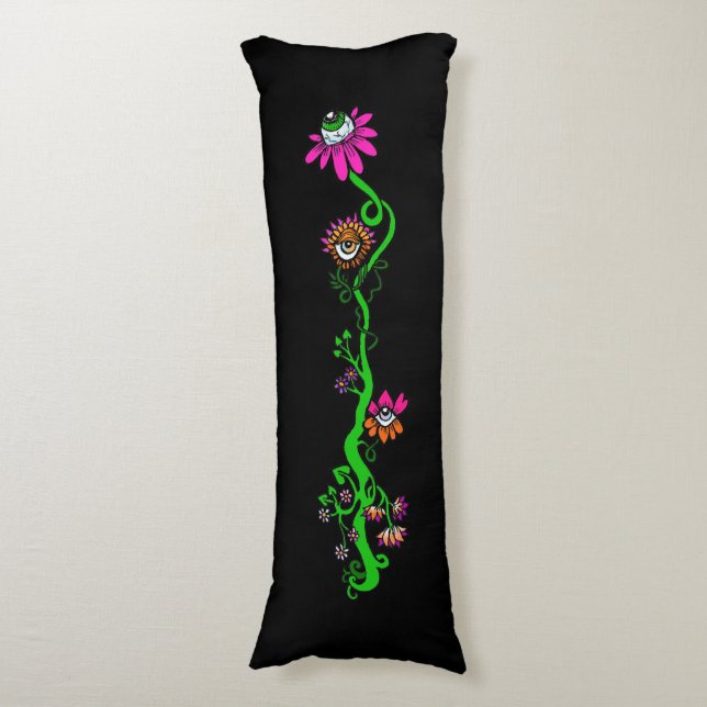 Almohada corporal reversible floral alienígena gót (Frente vertical)