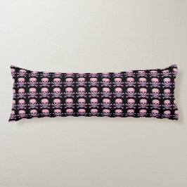 Almohada corporal rosa negra de Cráneo y Huesos