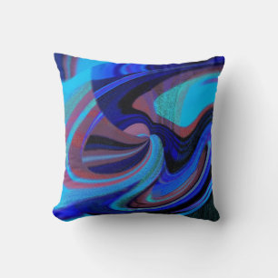 Almohada cósmica de remolino azul y rosa