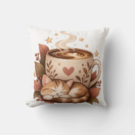 Almohada Cozy Coffee Cat Autumn