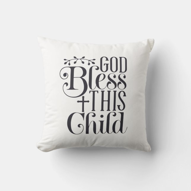 Almohada Cristiana 'Dios Bendiga a Este Niño' para (Anverso)