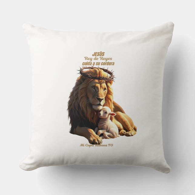Almohada Cristiana | Jesús Rey de Reyes | León  (Anverso)