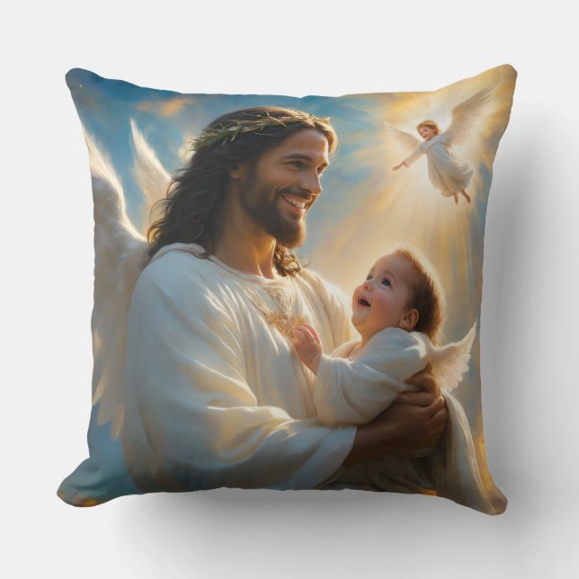 Almohada cristiana Jesús y niño (Anverso)