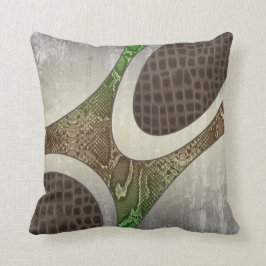 Almohada croca verde/tan Piel de serpiente abstrac
