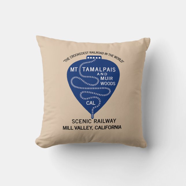 Almohada Crookedest Railroad Monte Tamalpais (Anverso)