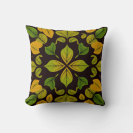 Almohada cuadrada abstracta de hoja verde