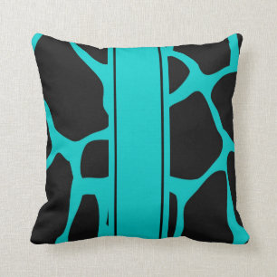 Almohada cuadrada azul teal acuático negro animal 