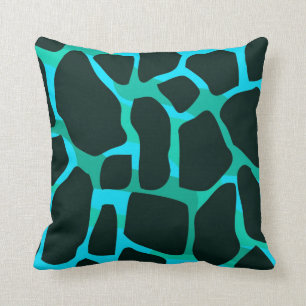 Almohada cuadrada azul teal verde negro animal vac