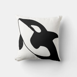 Almohada cuadrada blanco y negro de la ballena de