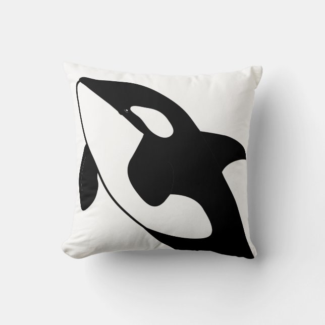 Almohada cuadrada blanco y negro de la ballena de (Anverso)