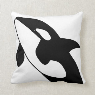 Almohada cuadrada blanco y negro de la ballena de