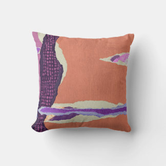 almohada cuadrada con diseño abstracto naranja y r