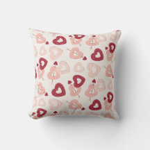 Almohada cuadrada con patrón de boceto de corazone