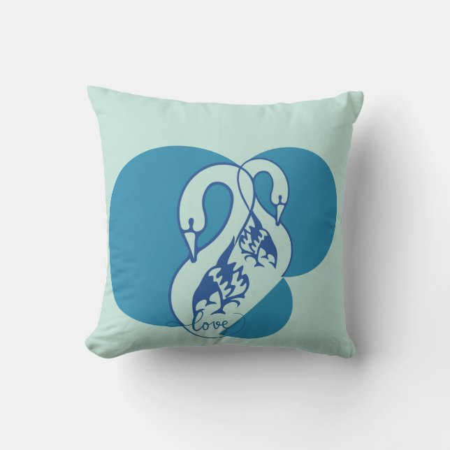 almohada cuadrada de amor y cisnes (Anverso)