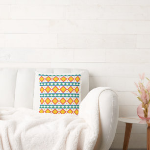 Almohada cuadrada de arte tibetano vibrante   Boho
