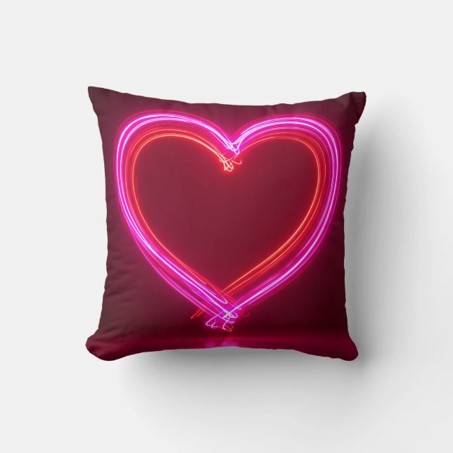 Almohada cuadrada de corazón abstracto rosa vibran (Anverso)