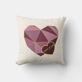 Almohada cuadrada de corazón geométrico personaliz