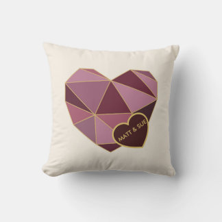Almohada cuadrada de corazón geométrico personaliz