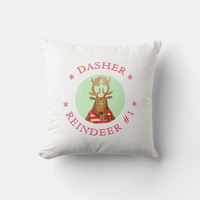 Almohada Cuadrada de DASHER REINDEER (Anverso)