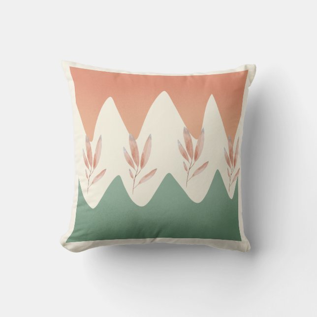 Almohada cuadrada de elegancia geométrica con hoja (Anverso)