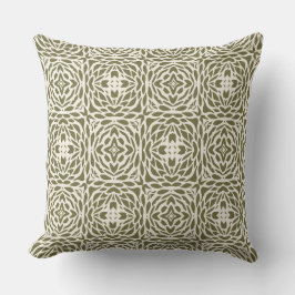 Almohada cuadrada de encaje floral oliva geométric