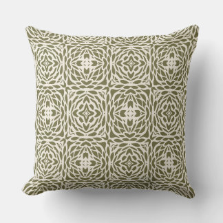 Almohada cuadrada de encaje floral oliva geométric