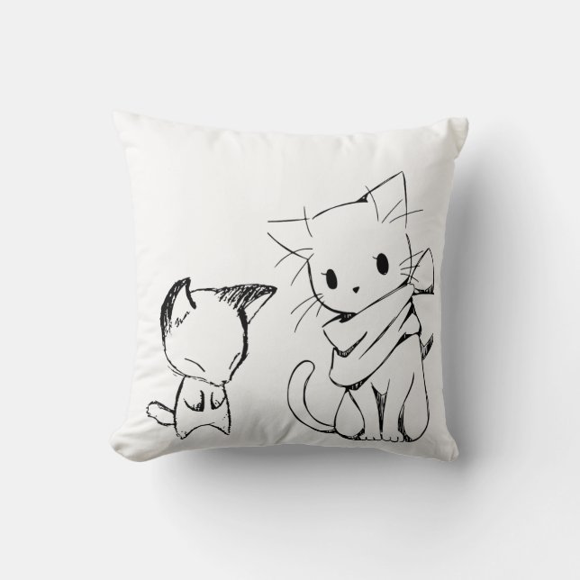 Almohada cuadrada de estampado de gato trendy (Anverso)