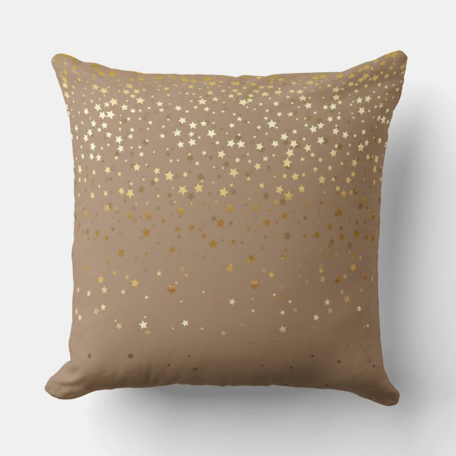 Almohada cuadrada de estrellas doradas pequeñas de (Anverso)