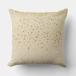 Almohada cuadrada de estrellas doradas pequeñas de