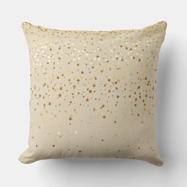 Almohada cuadrada de estrellas doradas pequeñas de (Anverso)