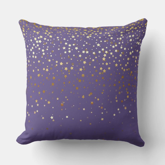 Almohada cuadrada de estrellas doradas pequeñas de (Anverso)