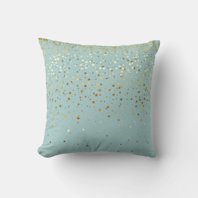 Almohada cuadrada de estrellas doradas pequeñas pa (Anverso)