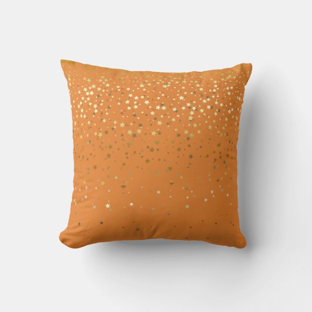 Almohada Cuadrada de Estrellas Doradas Petite Inte (Anverso)