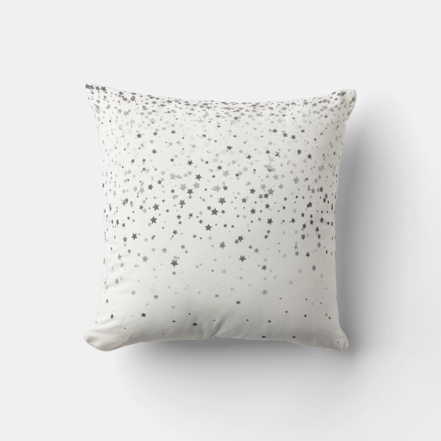 Almohada cuadrada de estrellas plateadas pequeñas  (Anverso)