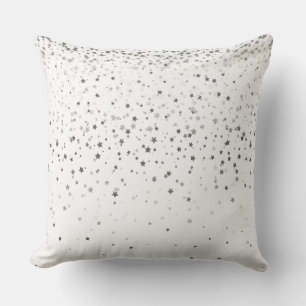 Almohada cuadrada de estrellas plateadas pequeñas