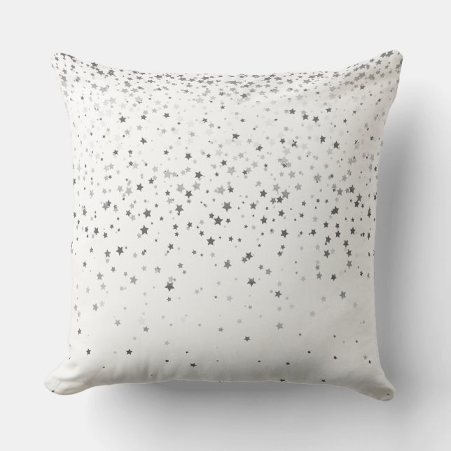 Almohada cuadrada de estrellas plateadas pequeñas  (Anverso)