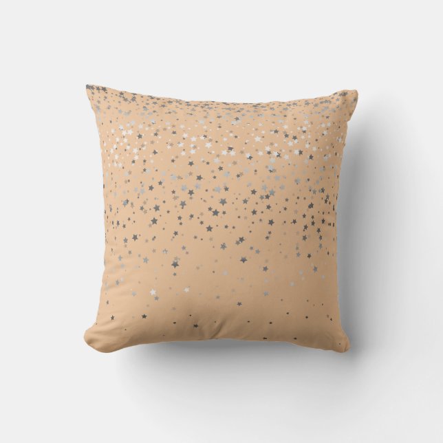 Almohada cuadrada de estrellas plateadas pequeñas  (Anverso)