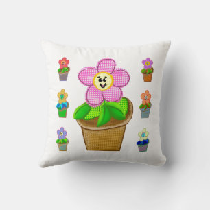 Almohada cuadrada de flores en maceta Rosy Posy li